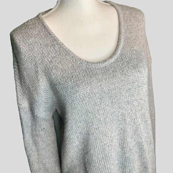 NWOT Helmut Lang Petite Gray Asymmetrical Scoopneck Pullover Woven Sweater - Picture 8 of 12